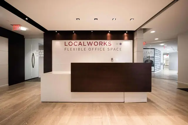 Reception area and business mailing address at LocalWorks Beverly, MA