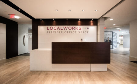 Front desk for LocalWorks flexible office space at 12001 Sunrise Valley Drive, Reston, Virginia 20191